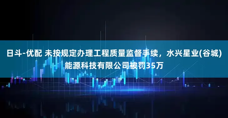 日斗-优配 未按规定办理工程质量监督手续，水兴星业(谷城)能源科技有限公司被罚35万