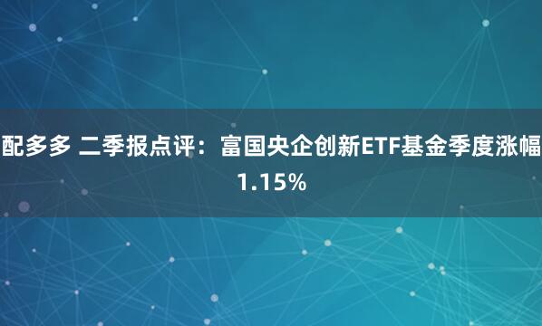 配多多 二季报点评：富国央企创新ETF基金季度涨幅1.15%